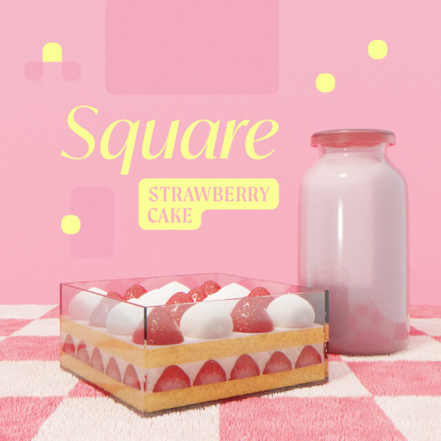 Square Strawberry Cake